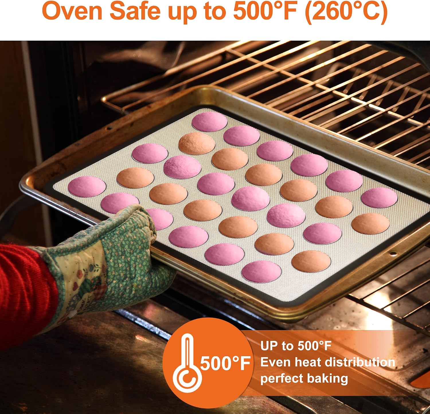 HOOMIL Macaron Silicone Baking Mats, 13"x9", Non-Stick, Reusable, Food Safe, Quarter Sheet Size Silicone Mat, Pack of 2 - Image 4