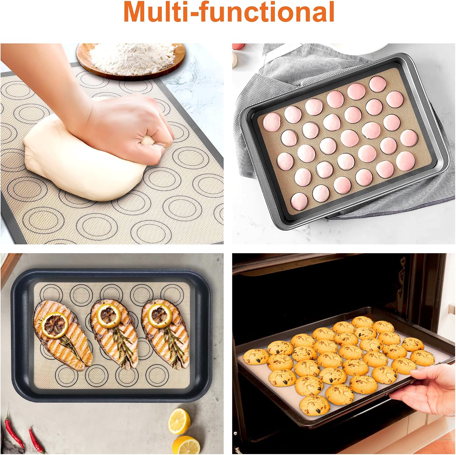 HOOMIL Macaron Silicone Baking Mats, 13"x9", Non-Stick, Reusable, Food Safe, Quarter Sheet Size Silicone Mat, Pack of 2 - Image 7