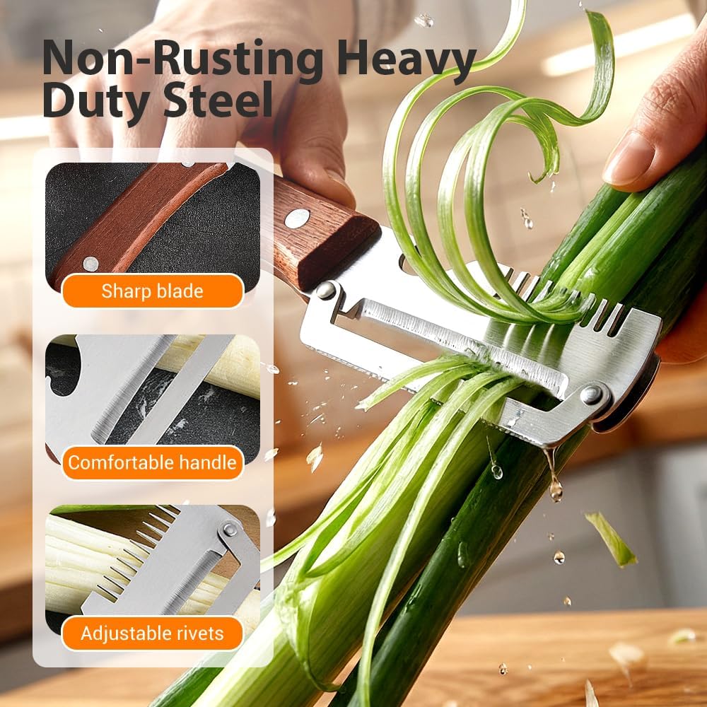 Premium Vegetable Peeler with Wooden Handle and Bottle Opener, Multi-Functional Vegetable Peeler for Kitchen, Kitchen Gadgets Tool for Fruit Pumpkin Peeling Potato Carrot Veggie Peeler (3) - Image 4