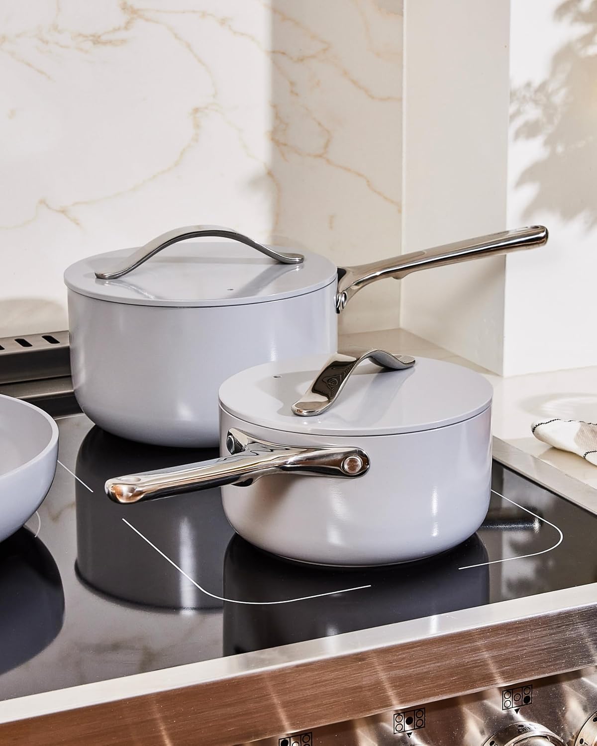 Caraway Nonstick Ceramic Sauce Pan with Lid (3 qt) - Non Toxic, PTFE & PFOA Free - Oven Safe & Compatible with All Stovetops (Gas, Electric & Induction) - Navy - Image 8