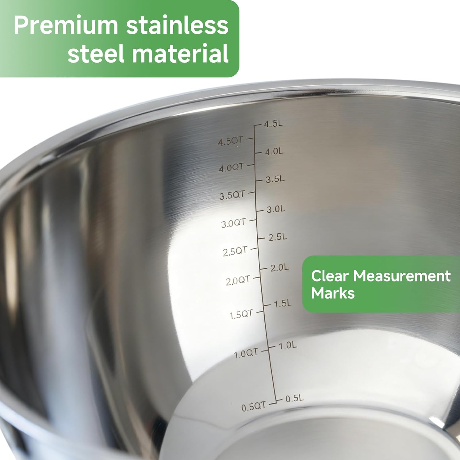 Mixing Bowls with Airtight Lids, Stainless Steel Nesting Bowl Set with Clear Lids & Valve, 3 Essential Sizes (1.5/3/5 QT), Measurement Marks, Non-Slip Silicone Base, Food Prep & Fridge Storage, Pink - Image 6