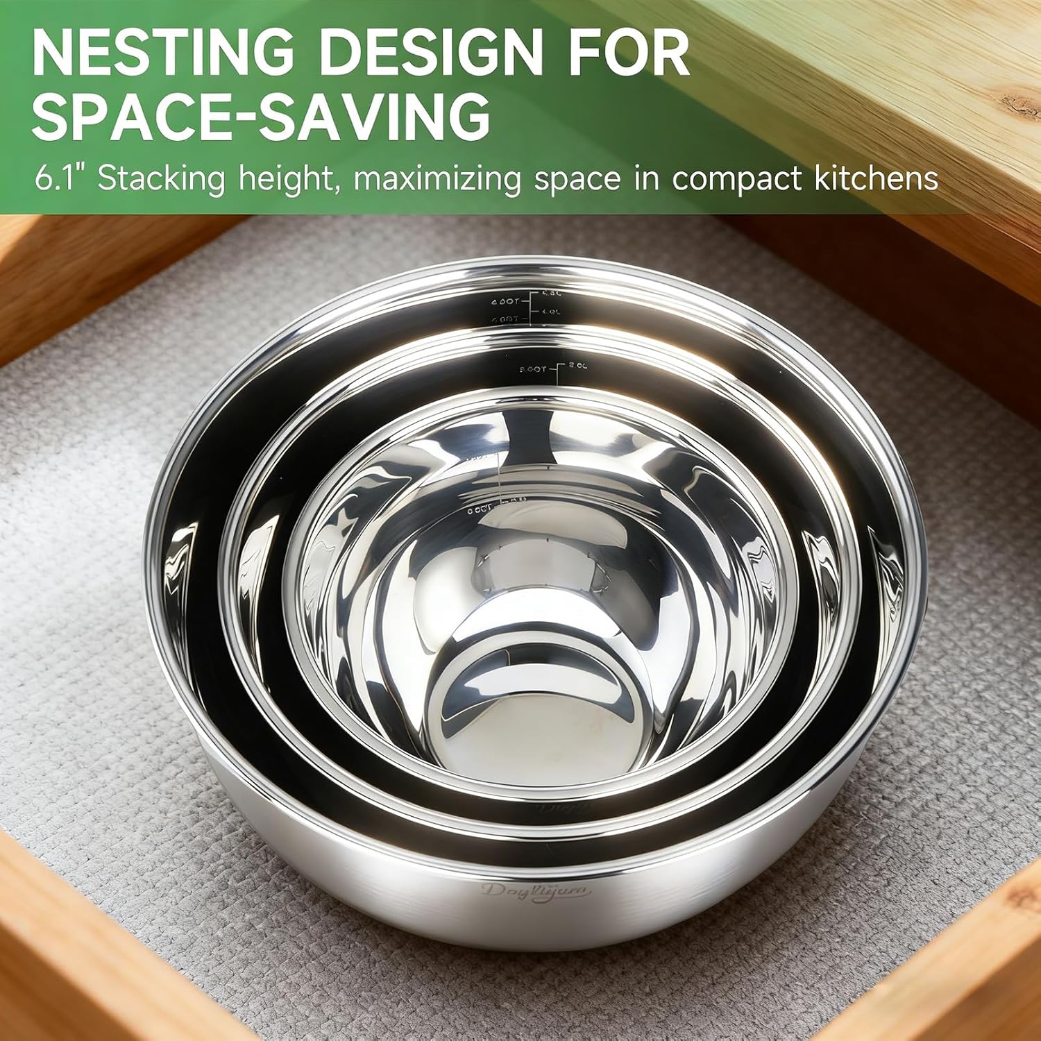 Mixing Bowls with Airtight Lids, Stainless Steel Nesting Bowl Set with Clear Lids & Valve, 3 Essential Sizes (1.5/3/5 QT), Measurement Marks, Non-Slip Silicone Base, Food Prep & Fridge Storage, Pink - Image 7