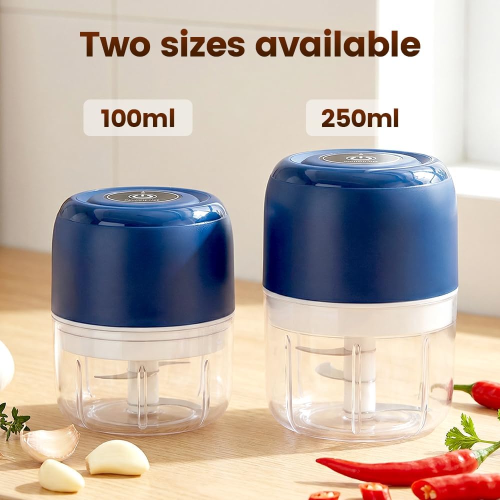 Electric Garlic Chopper, Household Electric Garlic Crusher Set, Rechargeable Wireless Portable Mini Food Chopper for Garlic Ginger Nuts Meat (green 250ml) - Image 3