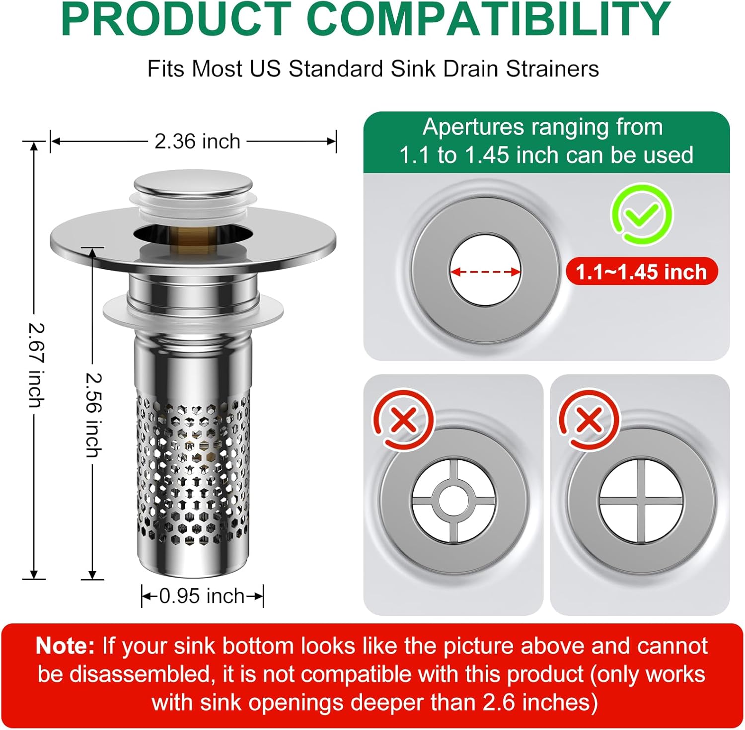 Bathroom Sink Drain Strainer,Universal Pop-Up Sink Stopper Hair Catcher, Anti-Clog Stainless Steel Drain Filter Basket, Removable Sink Drain for Bathroom Sink Stopper - Image 7