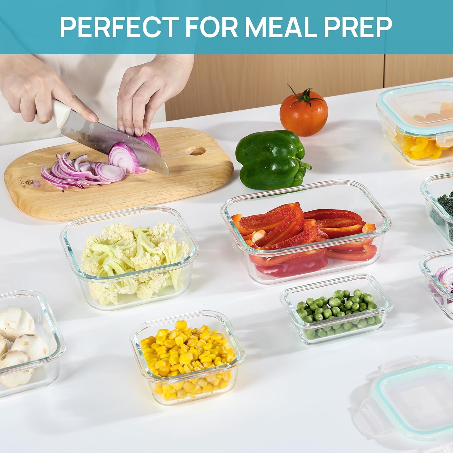 Vtopmart 8 Pack Glass Food Storage Containers with Airtight Lids, Glass Meal Prep Containers, Lunch Containers for Microwave, Oven, Freezer and Dishwasher, BPA Free - Image 6