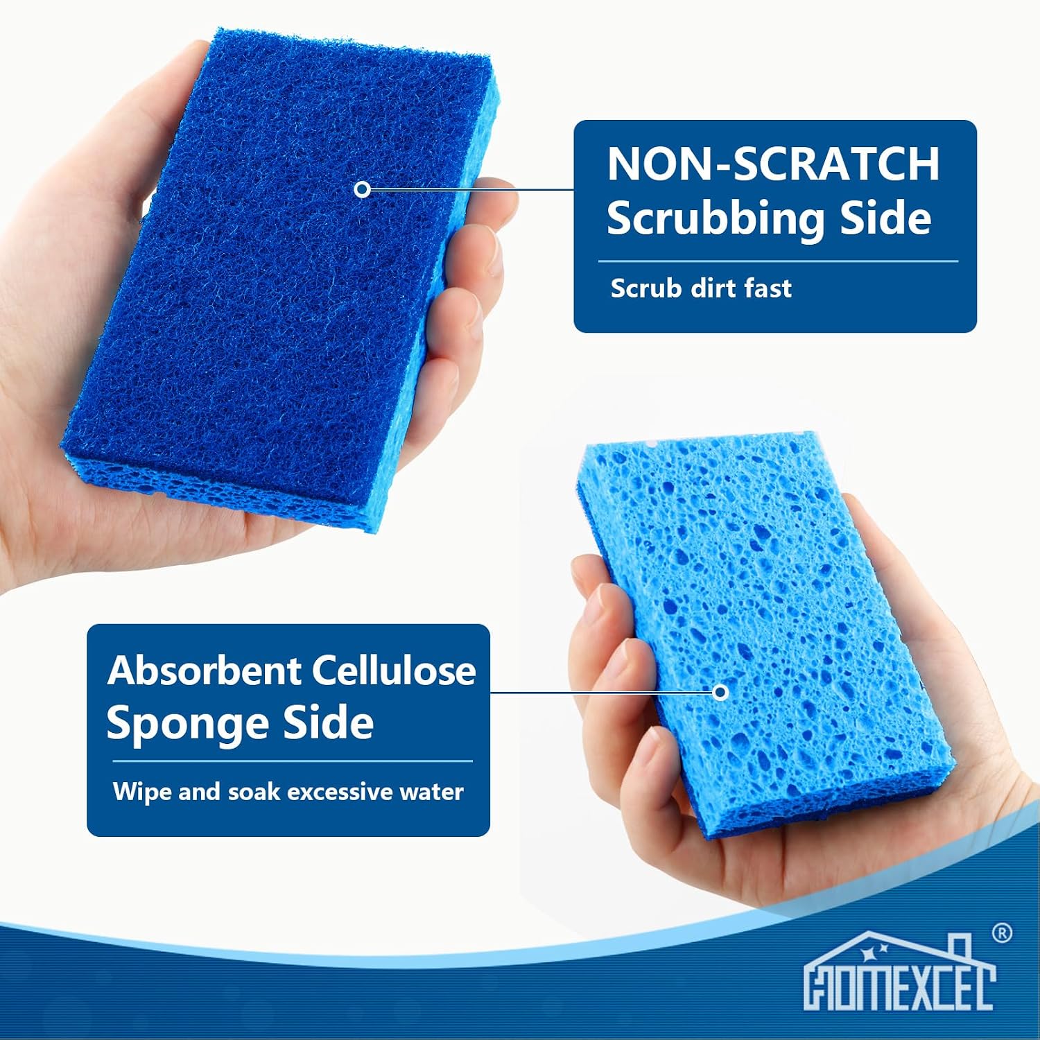 HOMEXCEL Sponges Kitchen 12pcs, Non-Scratch Scrub Dish Sponge Safe on Non-Stick Cookware, Dual Sided Cleaning Sponges for Kitchen, Household, Bathroom and More - Image 3