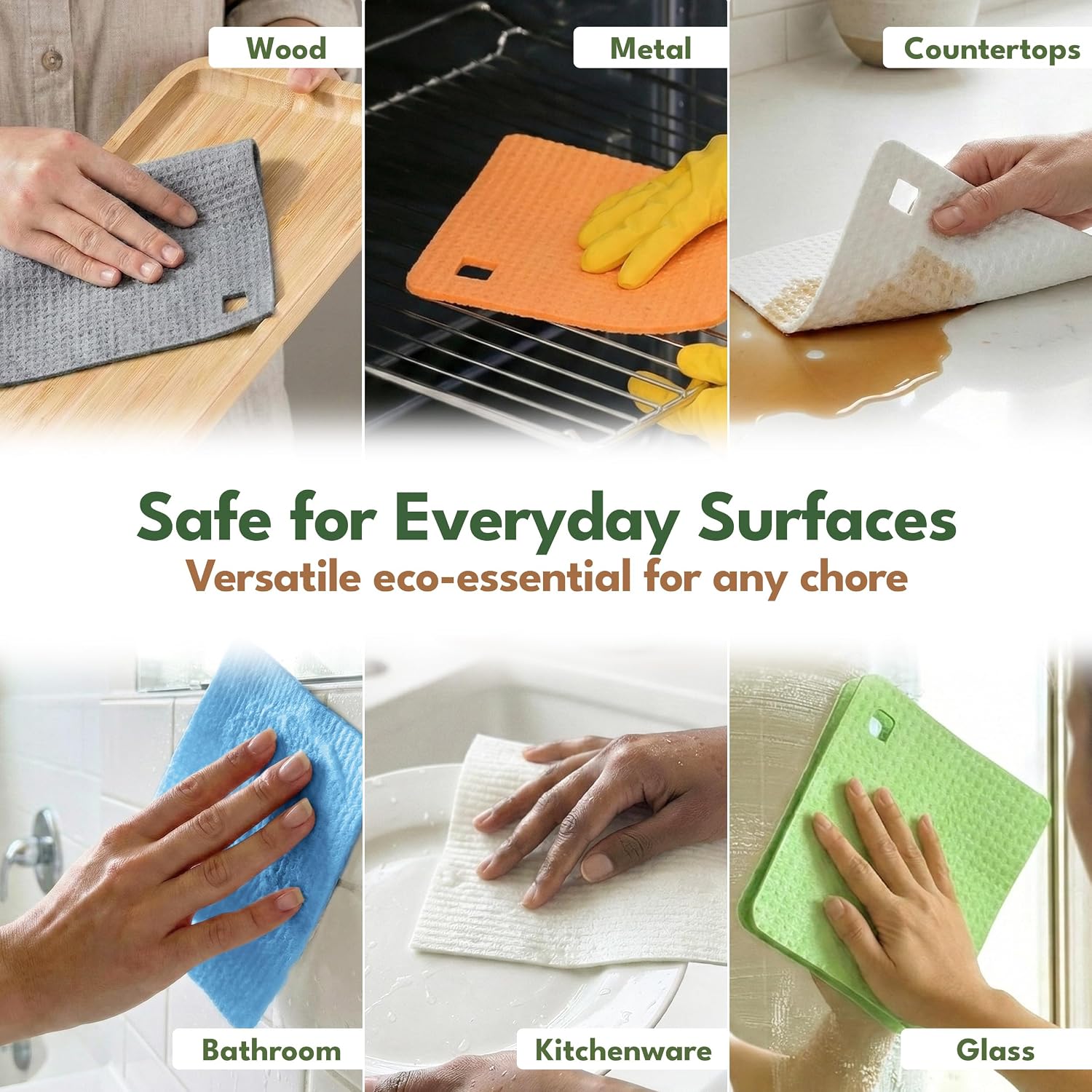 AIRNEX 5 Pack Cellulose Swedish Dishcloths for Kitchen - Eco-Conscious Reusable Dish Towels & Cloths - Super Absorbent, Odor Resistant and Fast Drying Wash Cloths for Dishes & Surfaces - Image 4