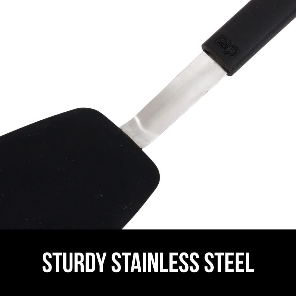 GORILLA GRIP BPA-Free Silicone Spatula for Non Stick Frying Pan, Heat Resistant Flexible Head, Patented Soft Comfortable Handle, Non-Scratch Kitchen Turner, Flip Burgers, Pancakes, 11.6 in, Black - Image 7