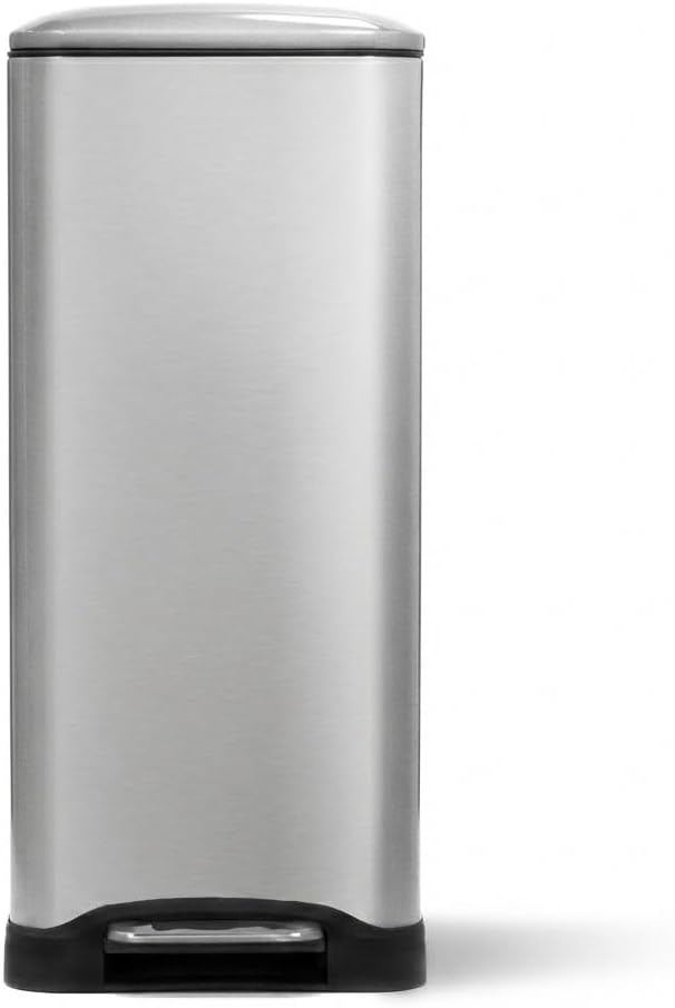 Home Zone Living 13 Gallon Kitchen Trash Can with Dual Compartments | Stainless Steel with Slim Fit Design, Soft-Close Step Pedal Lid for Recycling and Bag Tuck Band, Silver - Image 4