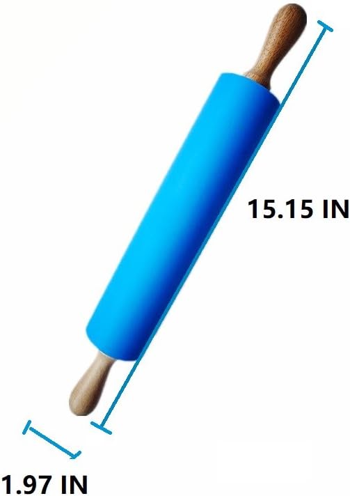 Silicone Rolling Pin with Wooden Handle - Non Stick Surface Dough Roller-roller pins for baking Pastry,Pizza,Fondant,Tortilla, Bread Crus& Christmas Cookies Supplies Gift for Home Bakers. - Image 4