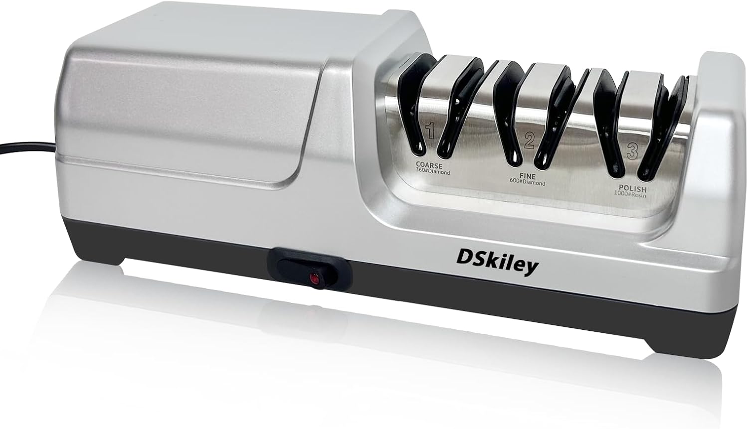 Electric Knife Sharpener for Kitchen – Professional 3-Stage 100% Diamond System with 20° Precision Angle, Fast Sharpening to Restore & Polish Chef Knives (Silver)
