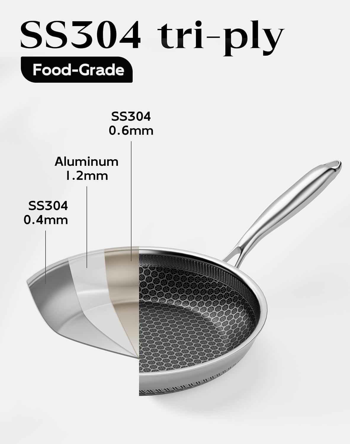 7-Inch Nonstick Frying Pan, Durable Stainless Steel Skillet, Induction Cooktop Compatible, PFOA-Free Scratch-Proof, Dishwasher & Oven Safe, Stay-Cool Handle, Silver Kitchen Cookware - Image 8