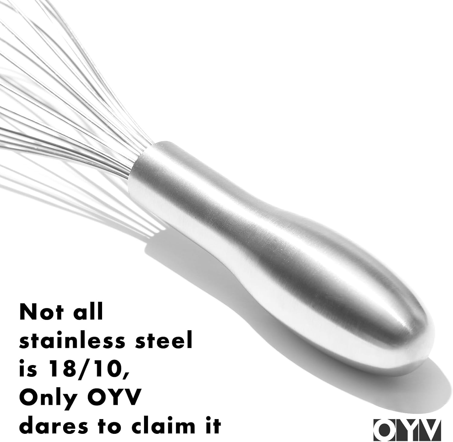 OYV 18/10 Stainless Steel Whisk, Ergonomic Handle, Dishwasher Safe Metal Whisk, Professional Wisk for Kitchen Cooking, Perfect for Blending, Whisking, Baking, and Beating, 10-Inch Wire Wisk - Image 3