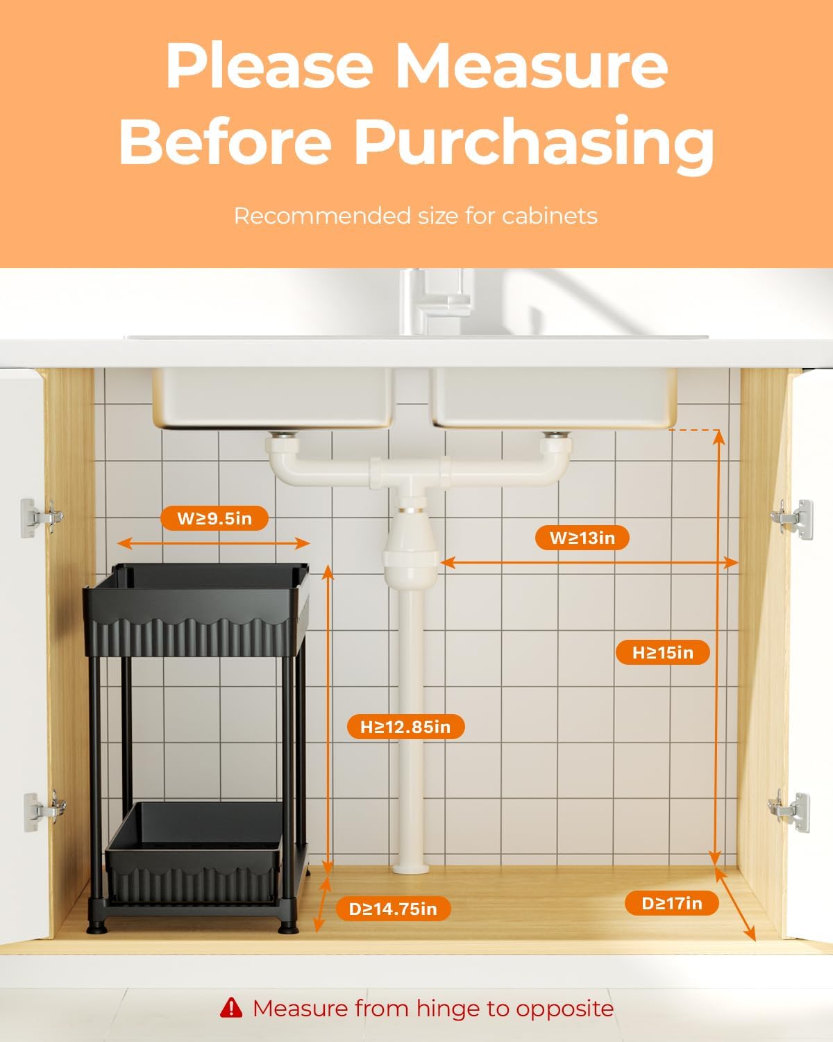 Sevenblue 3-Pack 2-Tier Under Sink Organizers with Sliding Drawers | Multi-use kitchen & bathroom storage, 12.8 inch black cabinet organizer, space-saving sliding drawer design. - Image 8