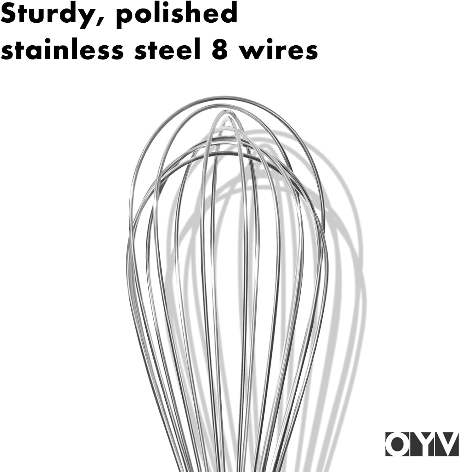 OYV 18/10 Stainless Steel Whisk, Ergonomic Handle, Dishwasher Safe Metal Whisk, Professional Wisk for Kitchen Cooking, Perfect for Blending, Whisking, Baking, and Beating, 10-Inch Wire Wisk - Image 6