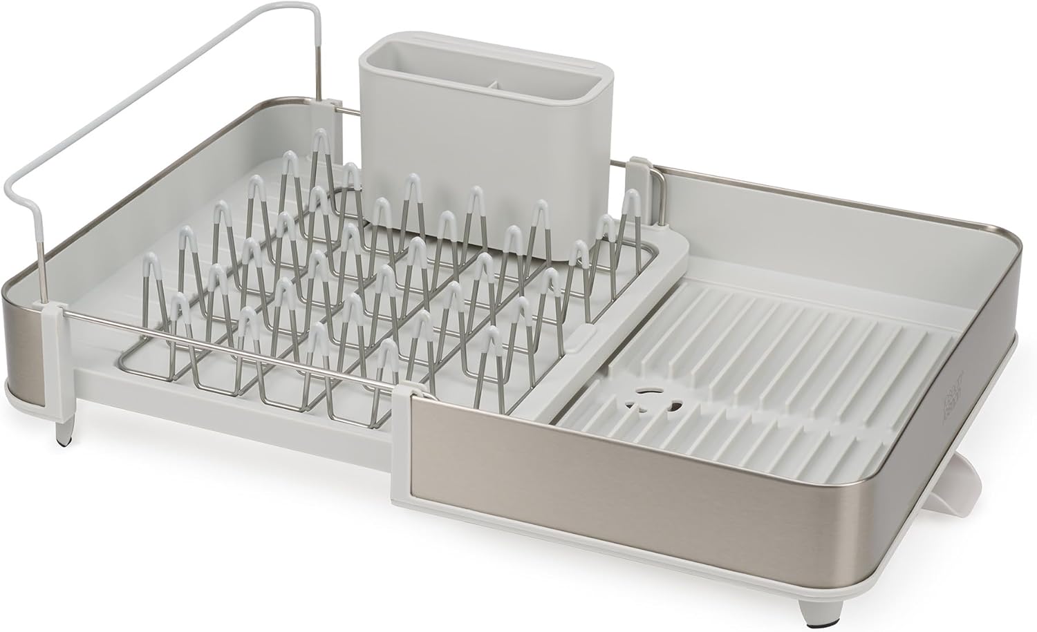Joseph Joseph Extend Steel Expandable Dish Drying Rack with Removable Cutlery Holder Swivel Draining Spout, Stainless Steel - Image 2