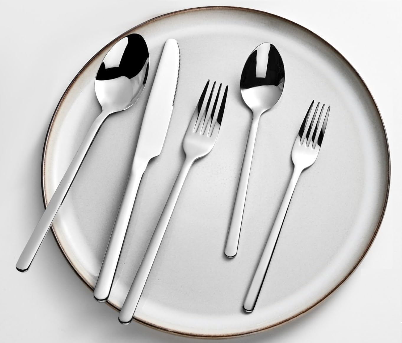 KINGSTONE 40 Piece Silverware Set, Flatware Set for 8, 18/10 Stainless Steel Cutlery Set Mirror Polished Modern Design Dishwasher Safe - Image 6