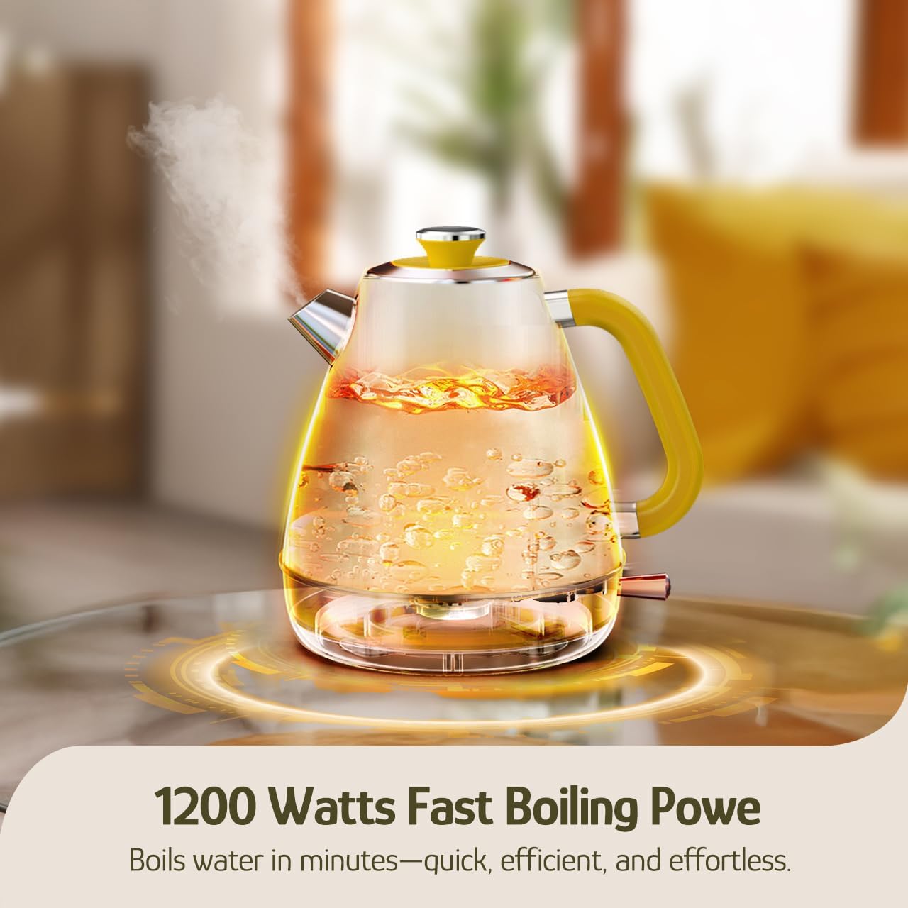 Hazel Quinn X Eduardo Recife Electric Kettle - 1200W Fast Water Boiling, 1.7L/57oz, All 304 Stainless Steel Interior, BPA-Free, Auto Shut-Off, Cordless Retro Teapot with Thermometer - Floral Patterned - Image 6