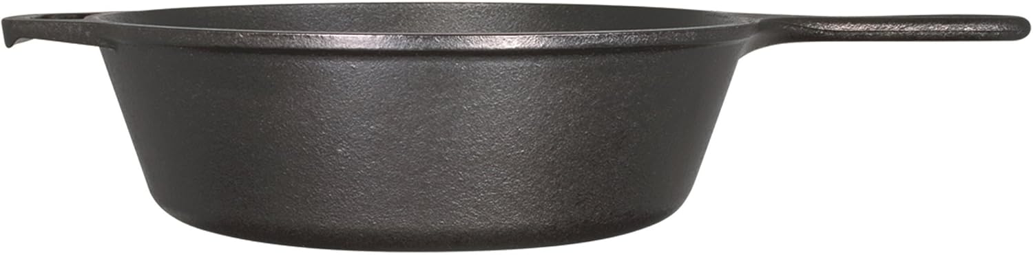 Lodge 5 Quart Pre-Seasoned Cast Iron Deep Skillet - Signature Teardrop Handle & Assist Handle - Use in the Oven, on the Stove or Grill, or Over a Campfire - Black | camping-cooking-utensils - Image 2