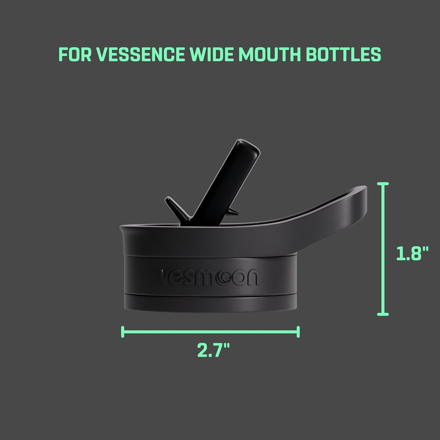 FlipSip Wide Mouth Straw Lid - Leakproof Flip Top Lid with Straw & Brush | Compatible with Vessence Bottles or Wide Mouth Bottles | Easy Sip Water Bottle Cap - Image 3