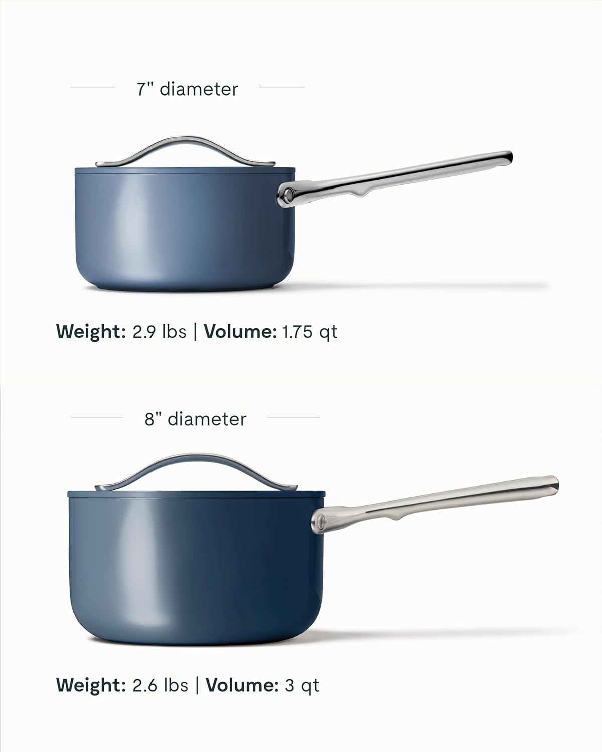 Caraway Nonstick Ceramic Sauce Pan with Lid (3 qt) - Non Toxic, PTFE & PFOA Free - Oven Safe & Compatible with All Stovetops (Gas, Electric & Induction) - Navy - Image 3