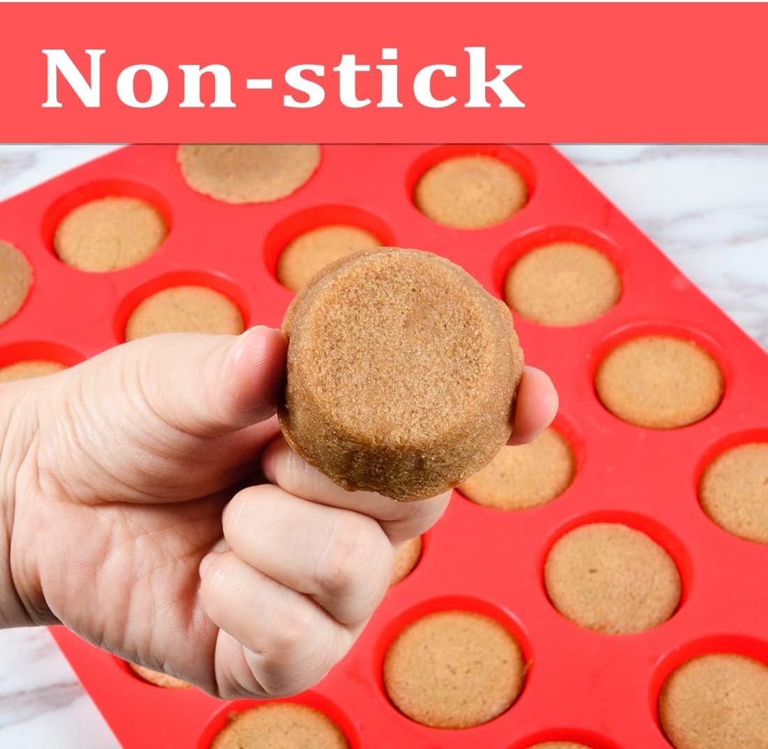 CAKETIME Silicone Muffin Pan Mini 24 Cups Cupcake Pan, Nonstick Food Grade Silicone Mold Baking Pan 1 Pack - Image 2