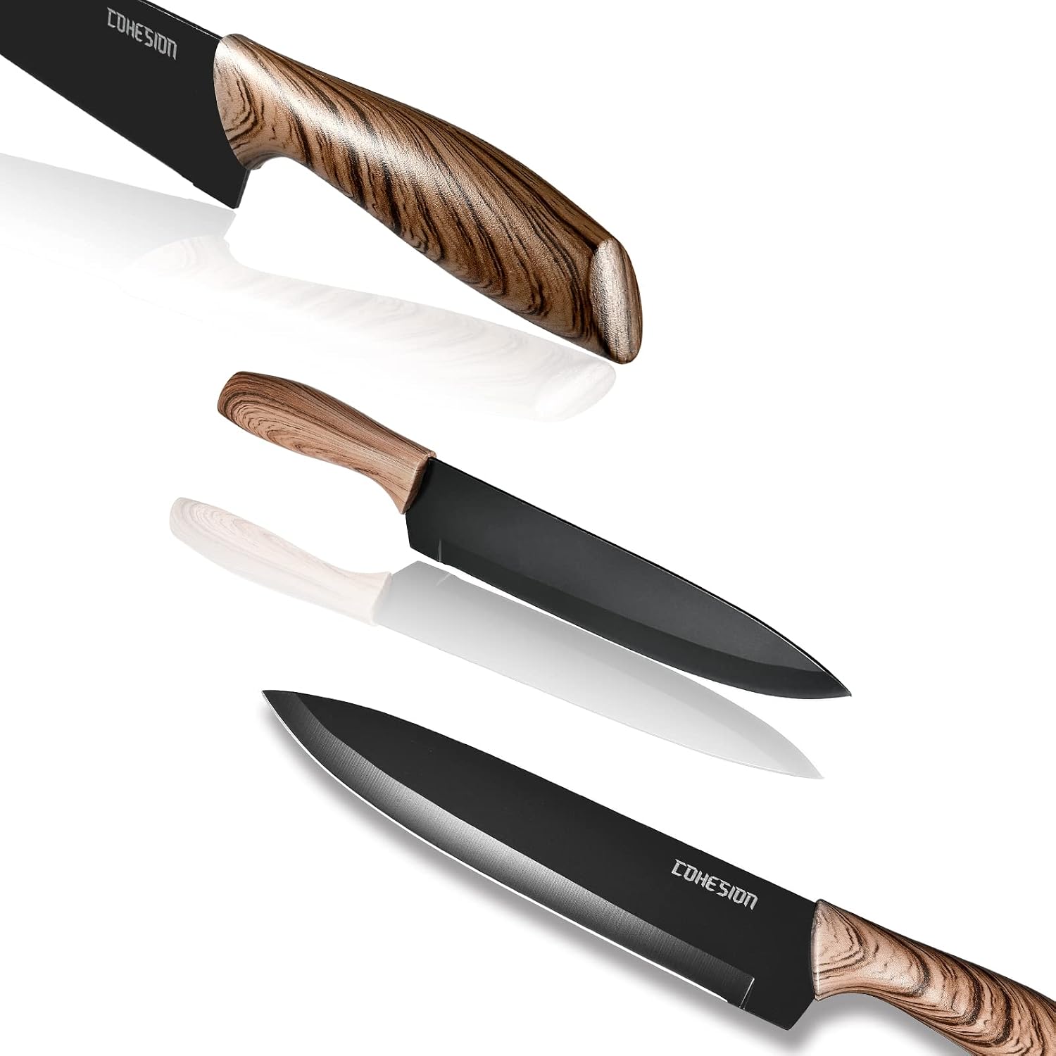 Cohesion 5 PCS Kitchen Knife Set with Magnetic Knife Holder for Wall, Ultra Sharp Chef Boxed Knife Set With Sheathes for Multipurpose Cooking with Ergonomic Handle - Image 9