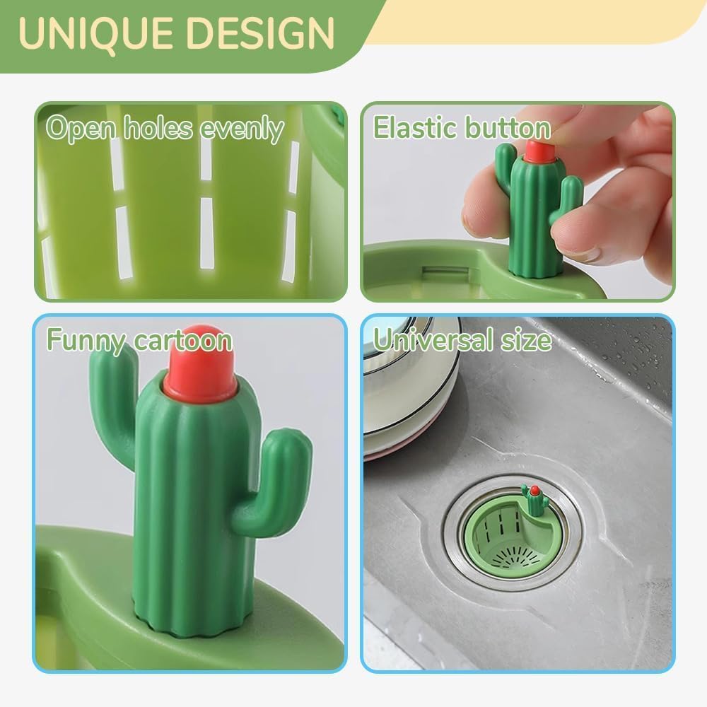 2PCS Cactus Sink Strainer Basket,2026 New Universal Kitchen Sink Drain Strainer Press Automatic Dumping Sink Filter,Multifunctional Anti-Clogging Sink Strainer Basket Filter for Home Bathroom (Mix) - Image 3