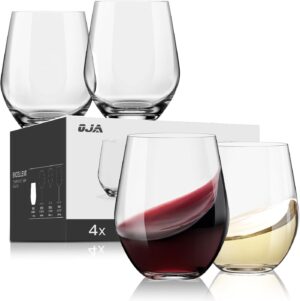 Stemless Wine Glasses Set of 4, Red...