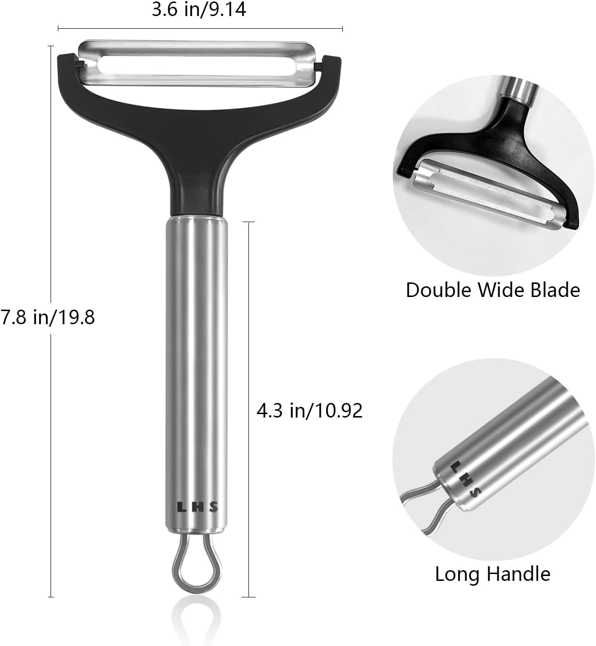 LHS Cabbage Peeler for Kitchen, Wide Mouth Vegetable Peeler, Stainless Steel Fruit Shredder Slicer with Non-Slip Handle and Sharp Blade - Image 5