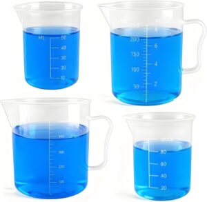 TISMART Plastic Beaker 4 Pack Measu...