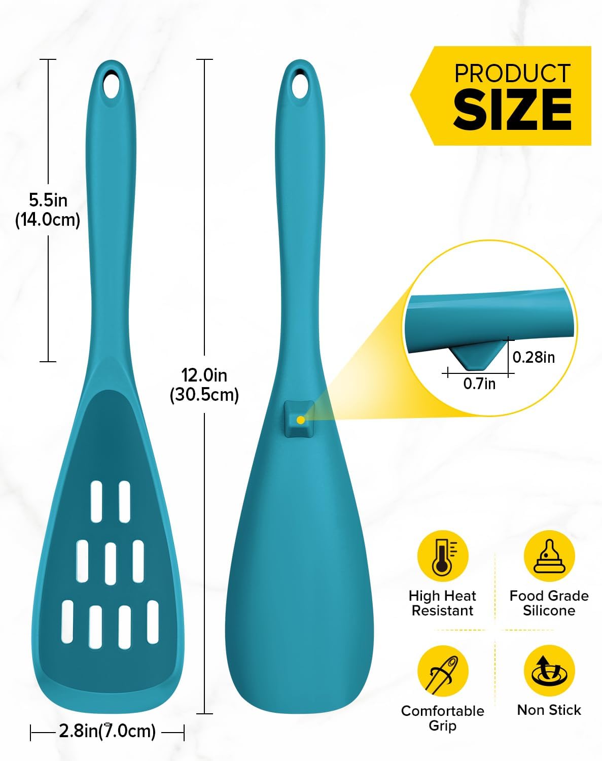 Pack of 2 Cooking Spoons for Non Stick Cookware, Multifunction Spatula Spoon BPA-Free, One-Piece Design, Suitable for Scooping, Scraping, Serving and Mixing(BLUE) - Image 3