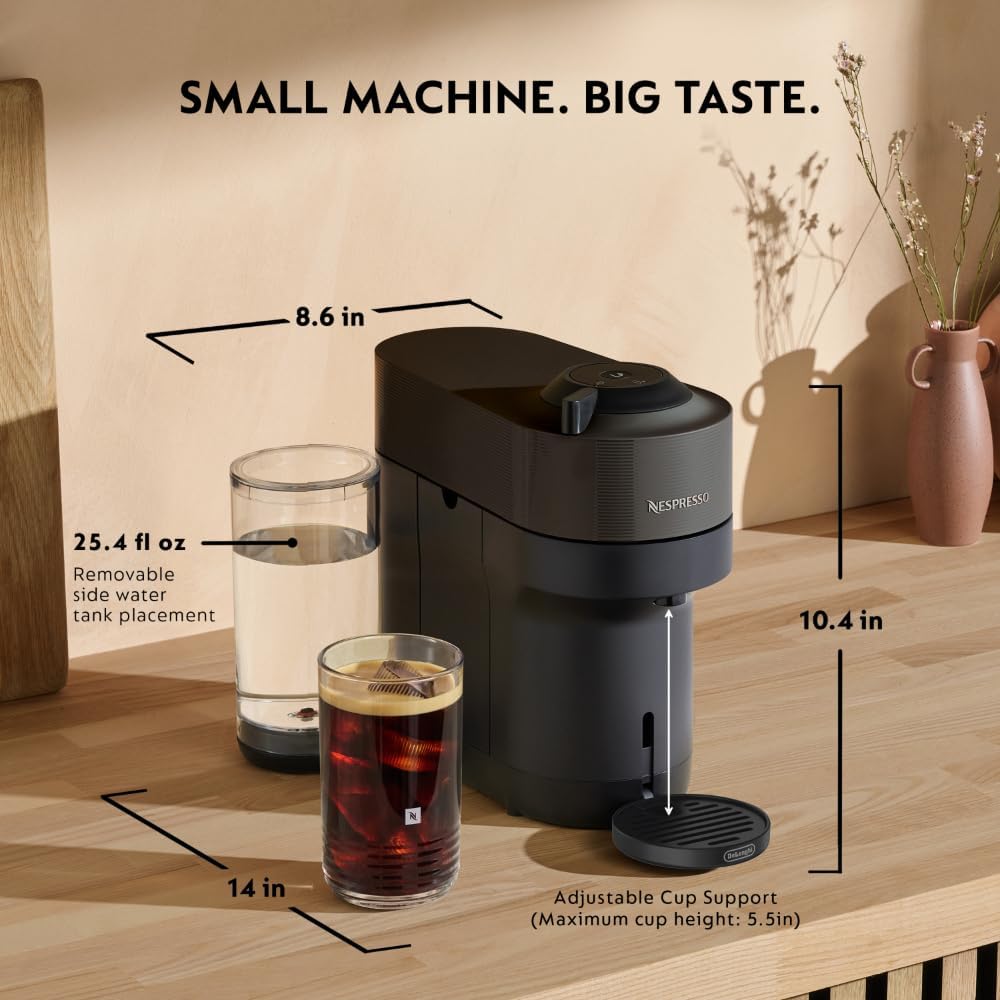 Nespresso Vertuo Pop+ Coffee and Espresso Machine by De'Longhi with Aeroccino Milk Frother, Liquorice Black - Image 8