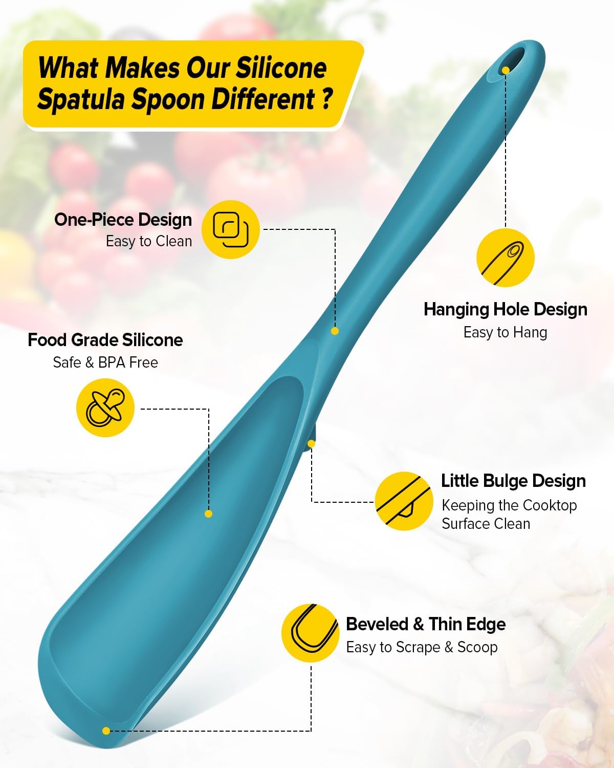 Pack of 2 Cooking Spoons for Non Stick Cookware, Multifunction Spatula Spoon BPA-Free, One-Piece Design, Suitable for Scooping, Scraping, Serving and Mixing(BLUE) - Image 2