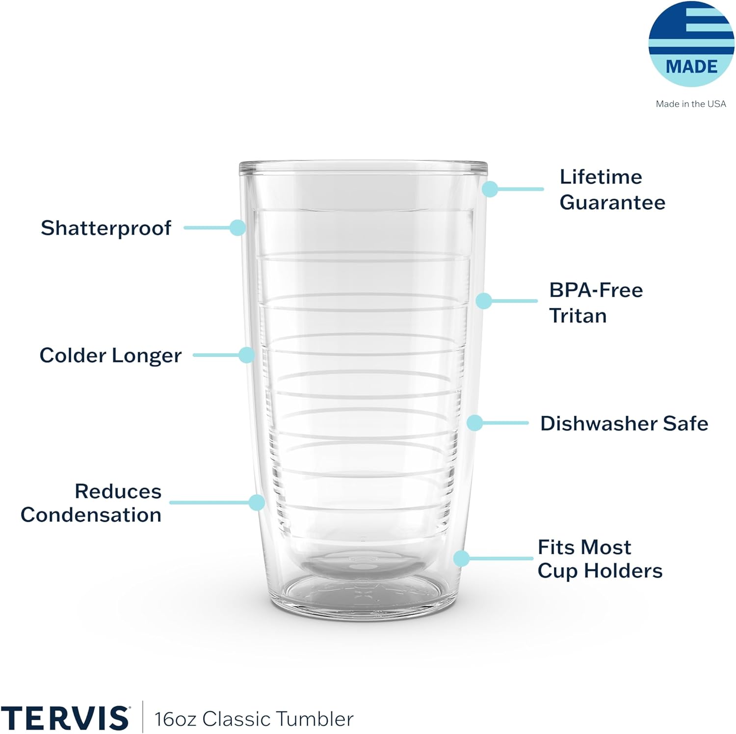 Tervis Clear & Colorful Tabletop Made in USA Double Walled Insulated Tumbler Travel Cup Keeps Drinks Cold & Hot, 16oz - 4pk, River Rock - Image 3