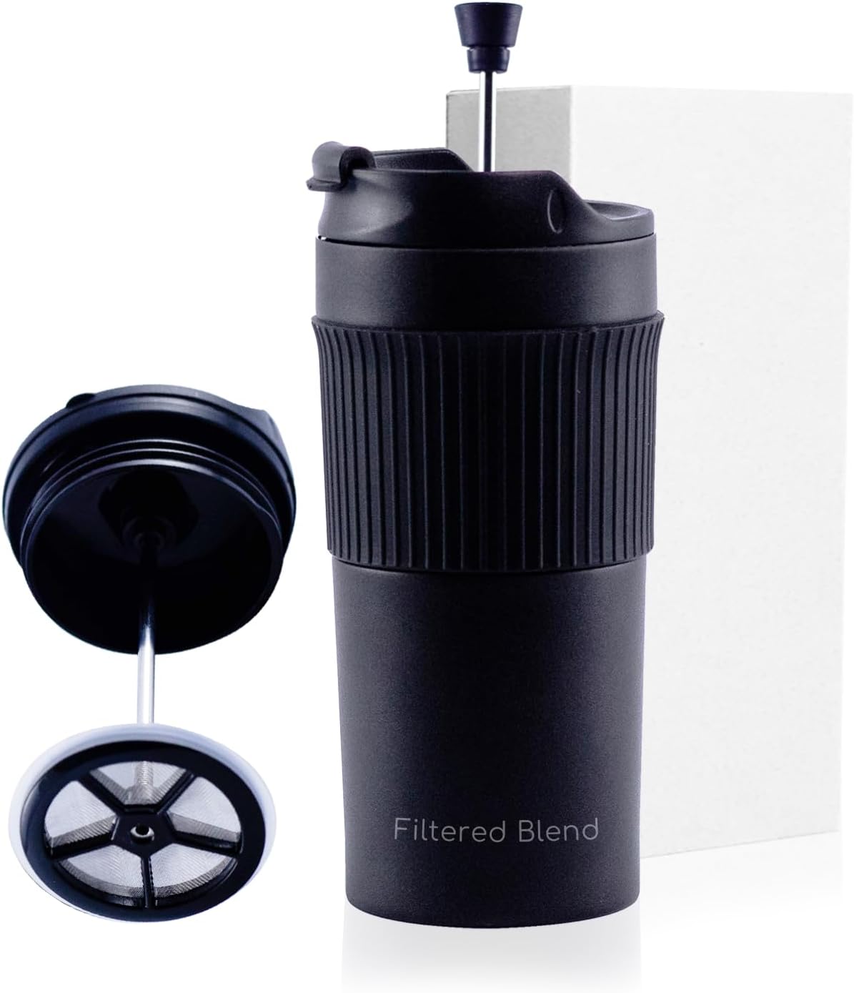 15oz Double Wall Stainless Steel Insulated French Press Coffee and Tea Maker - Portable Camping Mug and Tumbler - Heat Retaining, Leak-Proof, Travel-Friendly for Office and Outdoor Adventures (Black) - Image 8