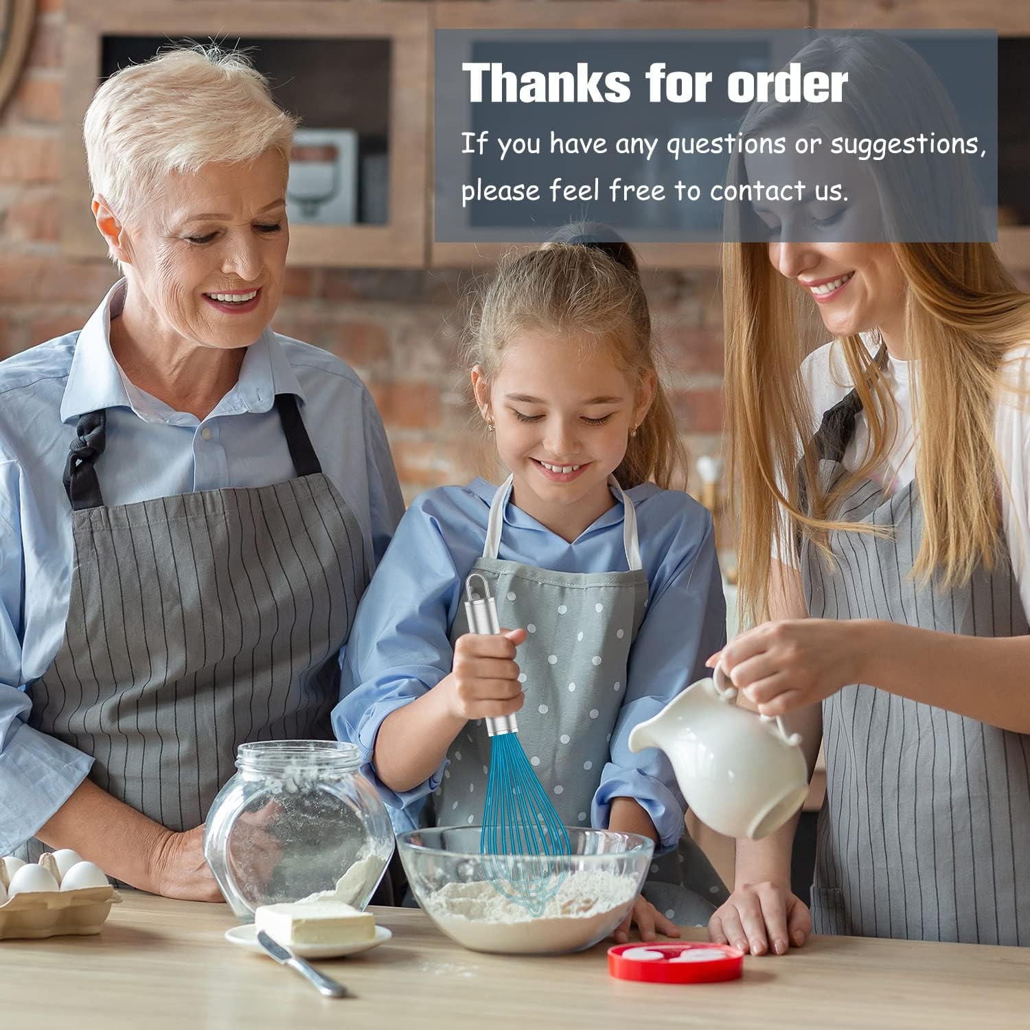 OYV Silicone Whisk,Heat Resistant 480°F Whisks For Cooking Non Scratch,Stainless Steel wired wisk,Plastic Rubber Whisk Tool For Nonstick Cookware Pans,Silicon Wisks Set of 4,Blue - Image 9