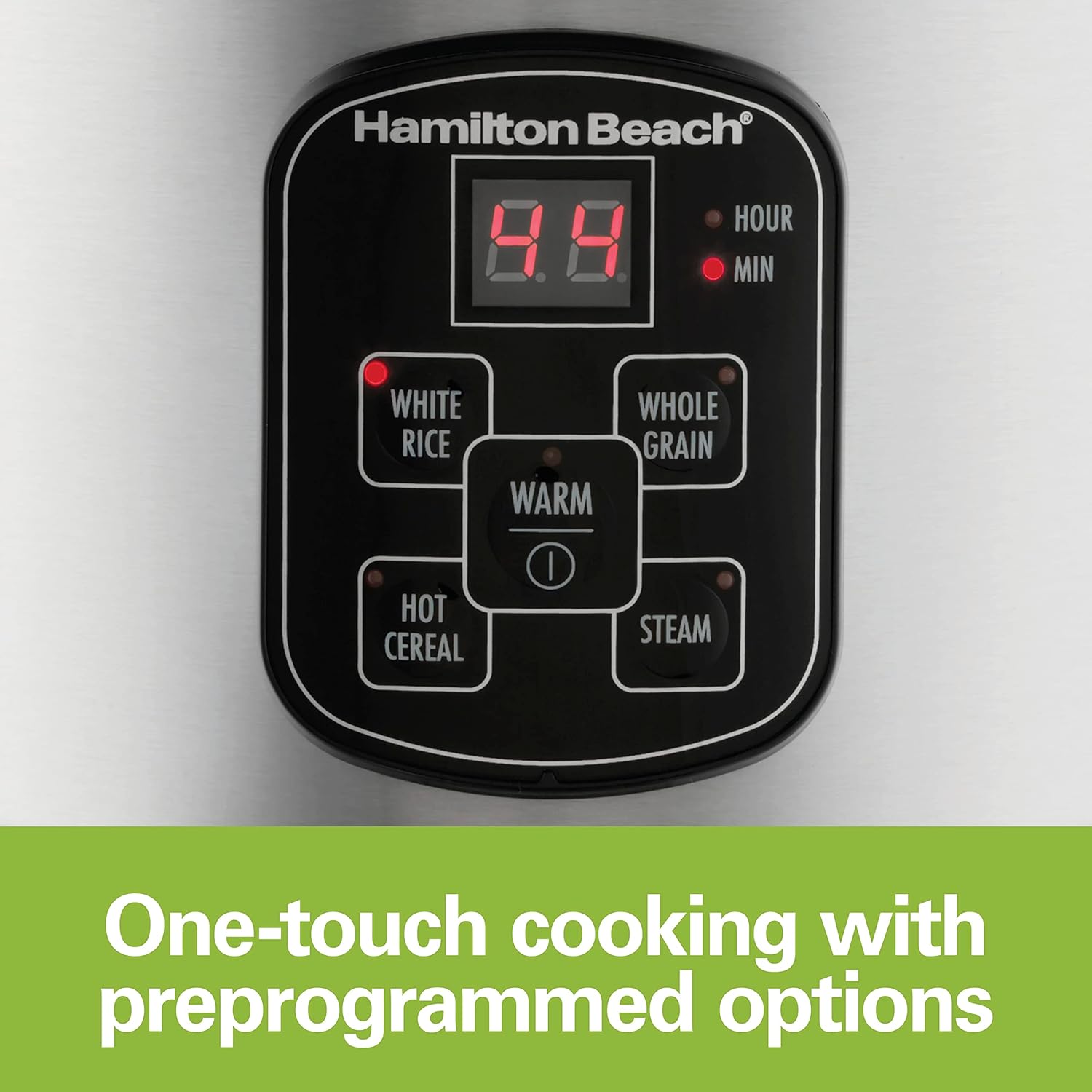 Hamilton Beach Digital Programmable Rice Cooker & Food Steamer, 8 Cups Cooked (4 Uncooked), With Steam & Rinse Basket, Stainless Steel (37518) - Image 5