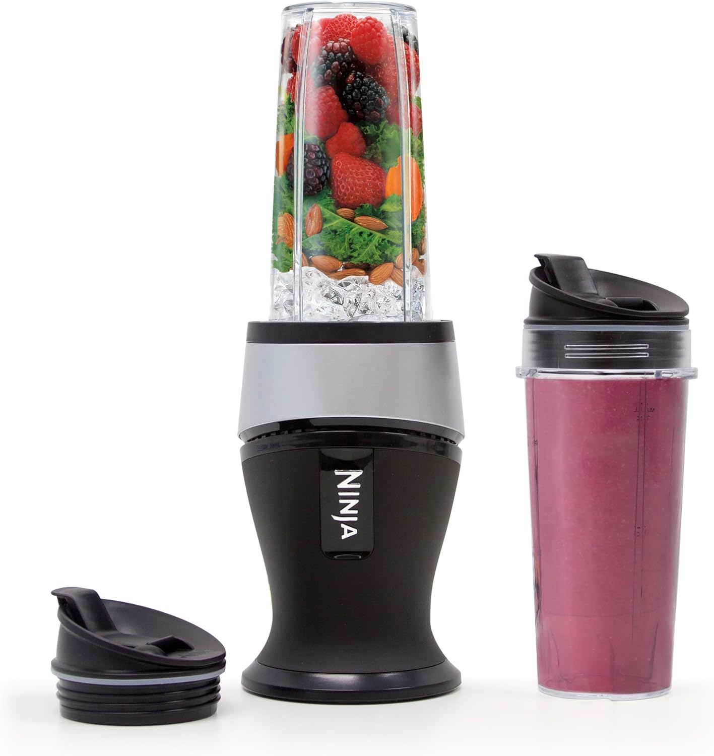 Ninja Fit Compact Personal Blender | For Smoothies, Shakes & Frozen Drinks | (2) 16-oz. To-Go Cups with Spout Lids | 700-Watt Countertop | Black | QB3001SS