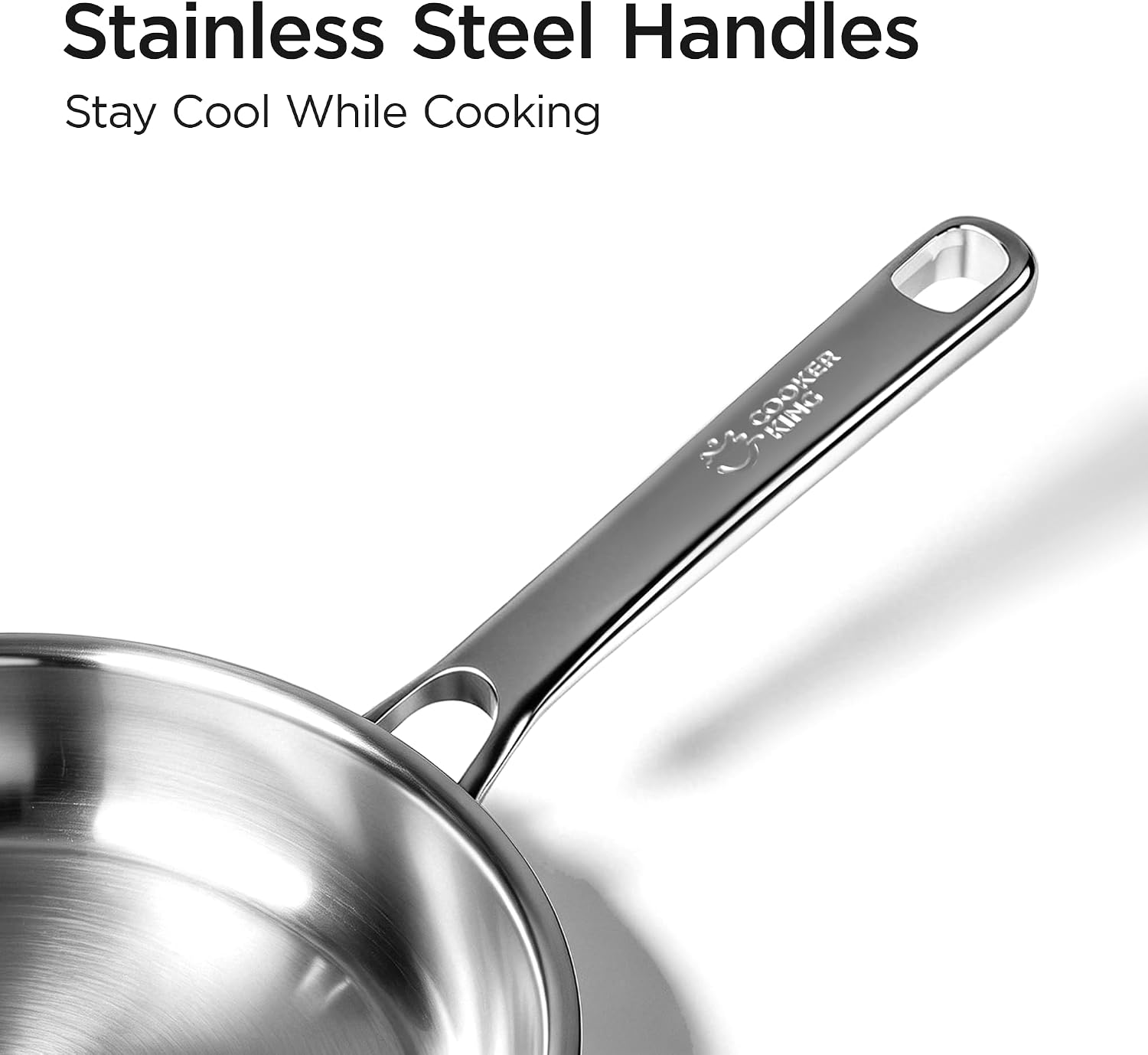COOKER KING 8 Inch Stainless Steel Frying Pan, Small Omelette Pan, Induction Pan, Rivetless & Non-Toxic, Fast & Even Heating, Oven & Dishwasher Safe, Metal Utensil Safe, Perfect for Eggs and Omelets - Image 6