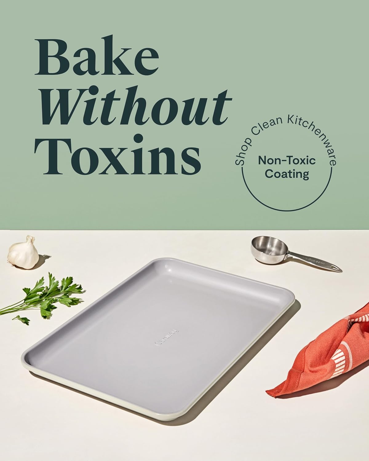 Caraway Non-Stick Ceramic Baking Sheet - Naturally Slick Ceramic Coating - Non-Toxic, PTFE & PFOA Free - Perfect for Baking, Roasting, and More - Medium (15" x 10") - Cream - Image 2