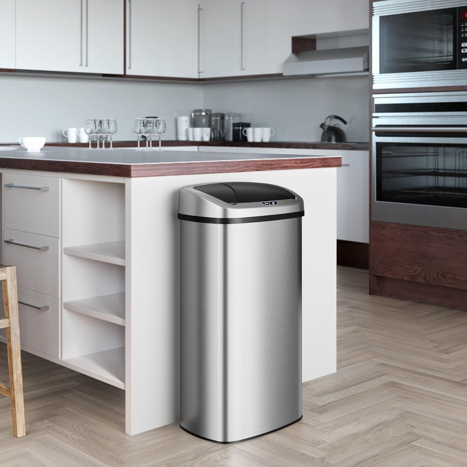 iTouchless Patented 24 Gallon Motion Sensor Trash Can with AbsorbX Odor Filter, Extra-Large 91L Stainless Steel Commercial Kitchen Garbage Bin, Fits Standard XL Bags, Long Battery Life - Image 2