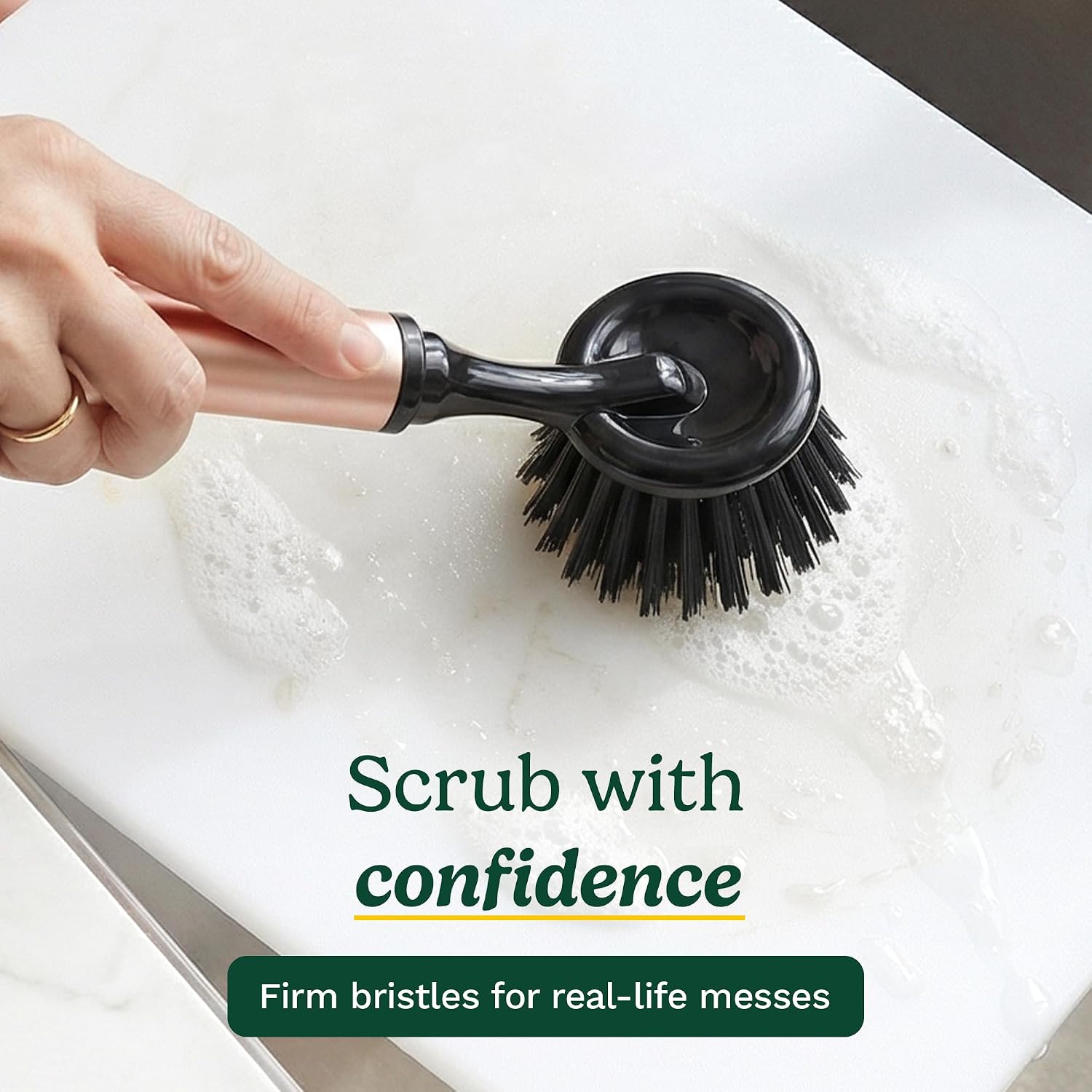 Cuisinart Dish Brush with Handle 2 Pack – Kitchen Scrub Brush for Dishes, Pots & Pans, Non-Scratch Dish Scrubber, Firm Bristles for Sink & Cookware, Comfortable Grip for Everyday Cleaning - Image 3
