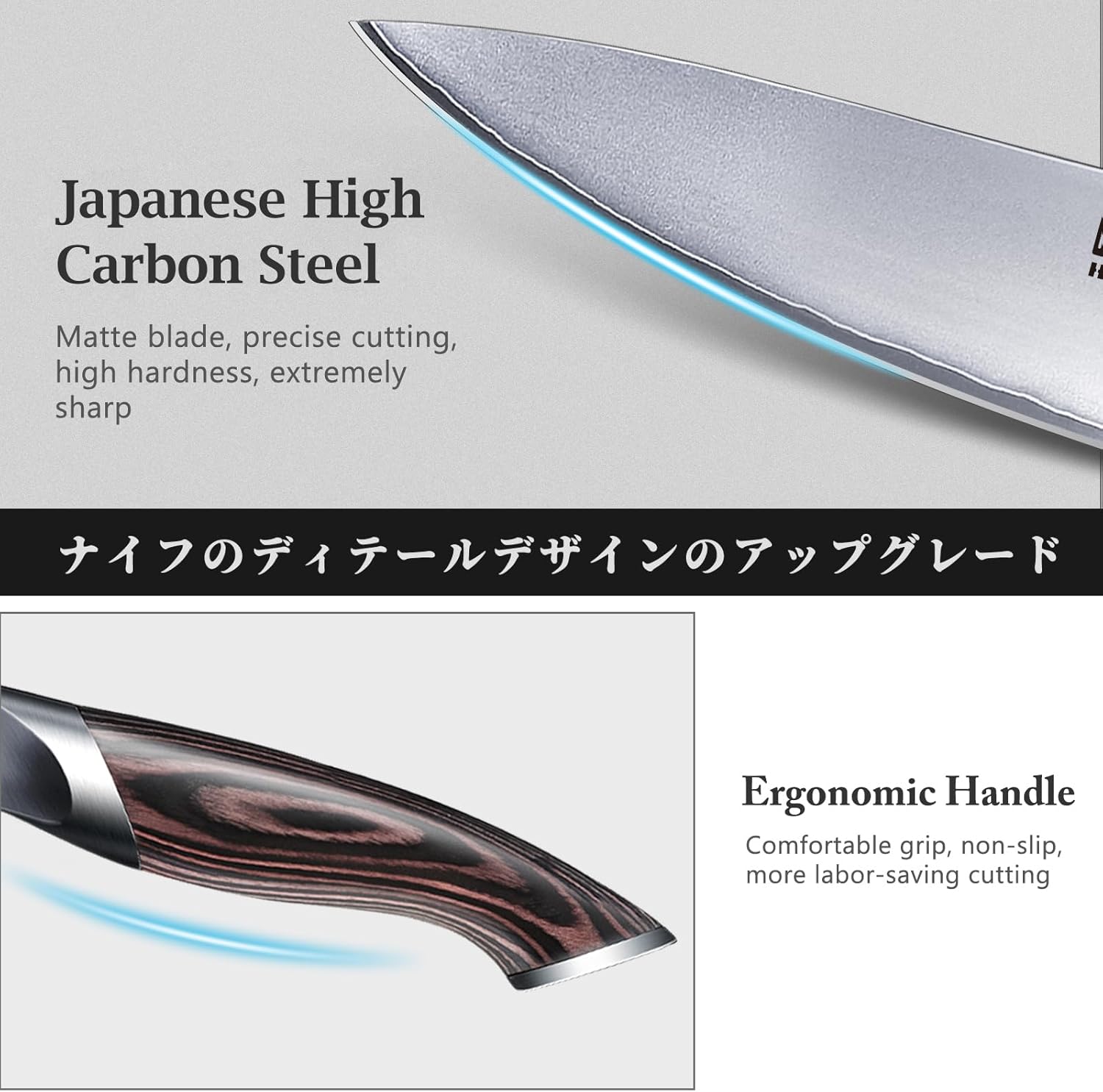 HOSHANHO Knife Set with Magnetic Knife Holder, 6 Pieces Japanese High Carbon Stainless Steel Kitchen Knife Sets, Ultra Sharp Professional Chef Knives Sets - Image 3