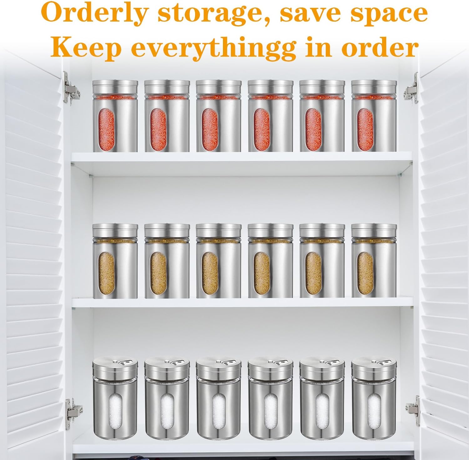 24 Pcs Stainless Steel Spice Jars with Shaker Lids, Seasoning Jars with Adjustable Pour Holes and Glass Window, Empty Spice Bottles for Kitchen Salt Pepper Sugar Seasonings (3.4oz) - Image 6