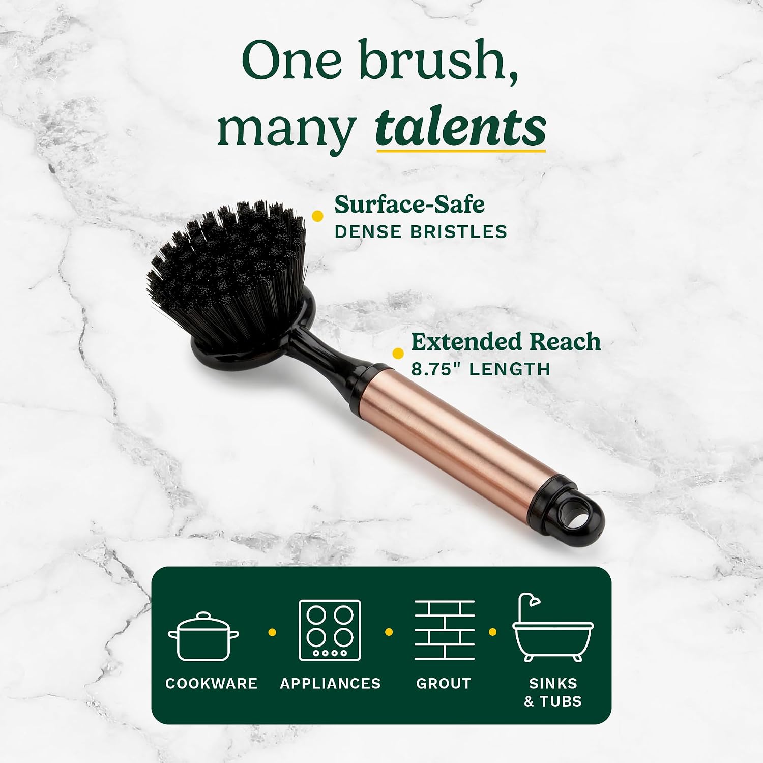 Cuisinart Dish Brush with Handle 2 Pack – Kitchen Scrub Brush for Dishes, Pots & Pans, Non-Scratch Dish Scrubber, Firm Bristles for Sink & Cookware, Comfortable Grip for Everyday Cleaning - Image 5