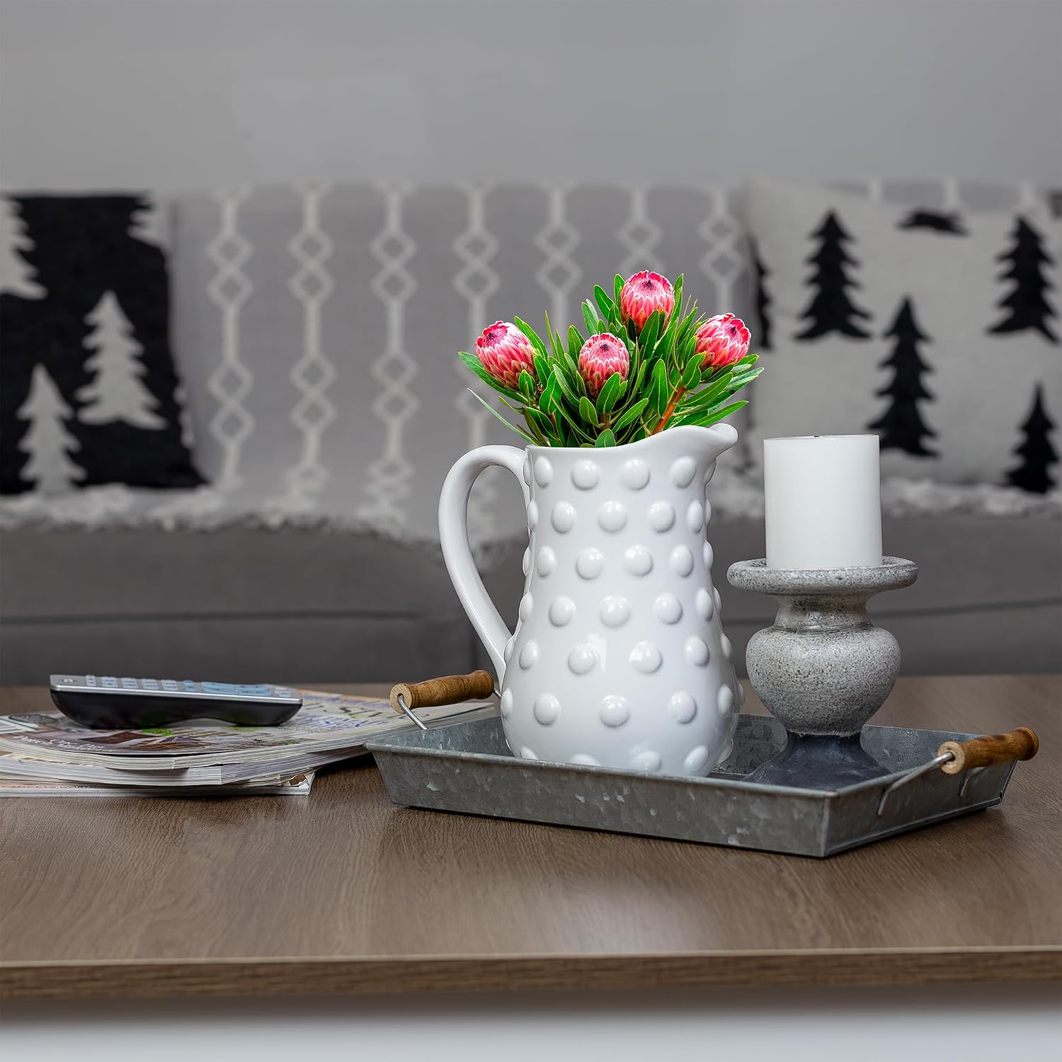 AuldHome Design Galvanized Farmhouse Trays (Set of 2, Small & Medium); Farmhouse Decor Rectangular Trays w/Handles - Image 3