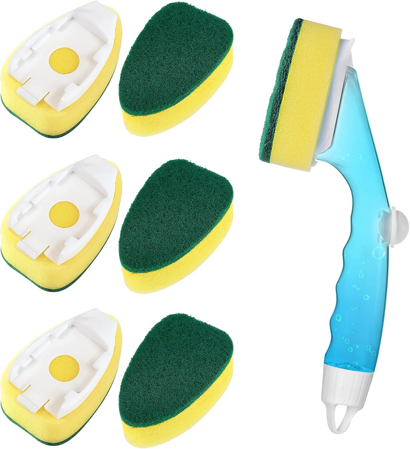 Dishwand Refills with Handle, Dish Wand Refill Replacement Sponge Head 6Pcs | Non-scratch Heavy Duty Sponge Heads Set,Soap Dispenser Scrubbers,Dishwashing Scrub Dispensing Brush Pads,Dishwasher Cleaning - Image 7