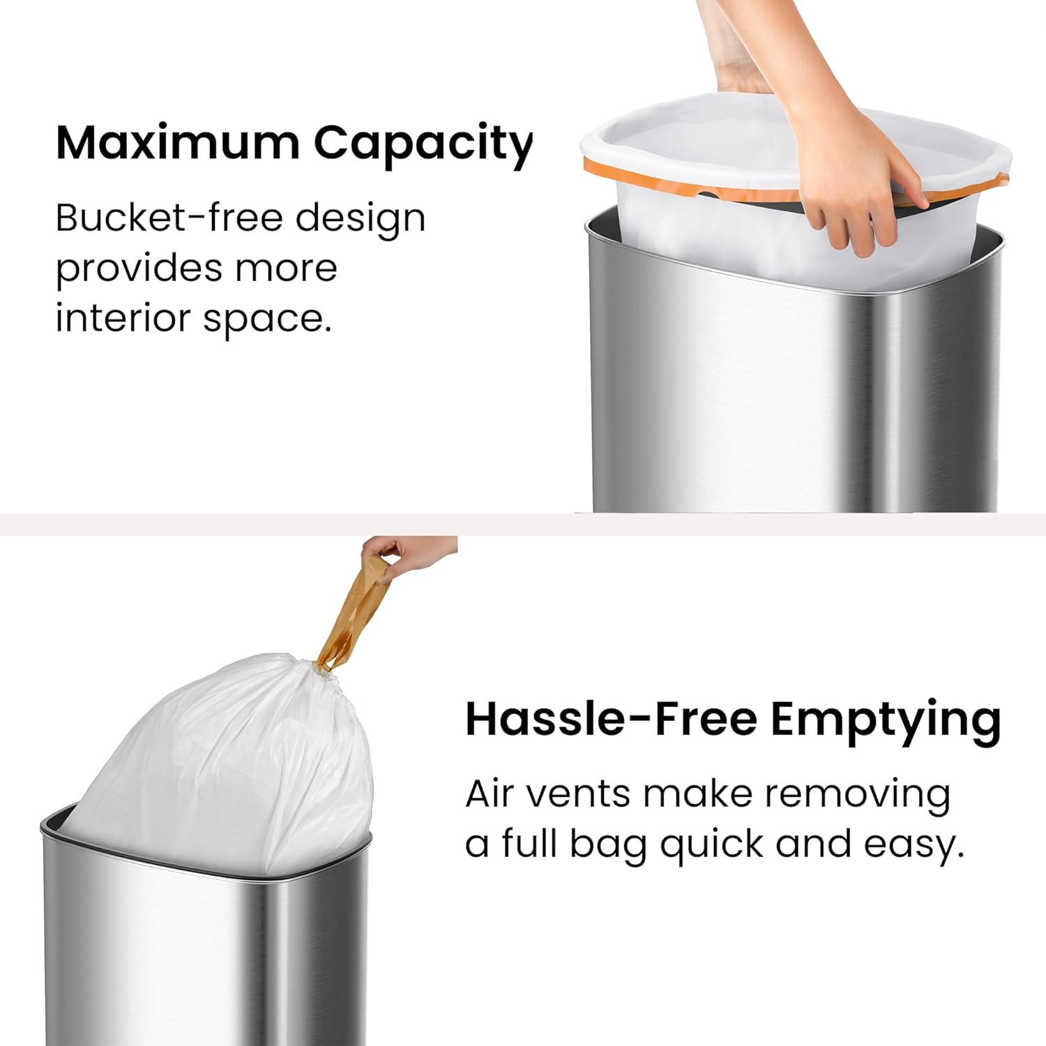 iTouchless Patented 24 Gallon Motion Sensor Trash Can with AbsorbX Odor Filter, Extra-Large 91L Stainless Steel Commercial Kitchen Garbage Bin, Fits Standard XL Bags, Long Battery Life - Image 5
