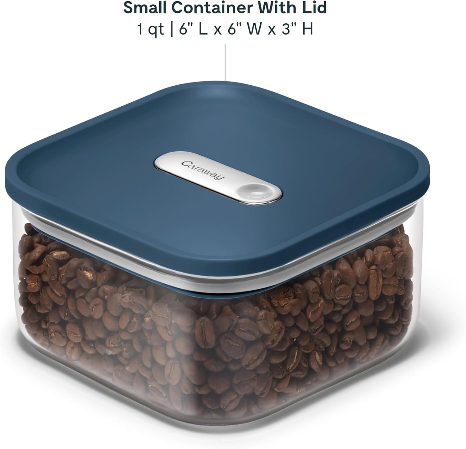 Caraway 1qt Glass Airtight Food Storage Container with Lid – Non-Toxic, BPA-Free Kitchen Storage Container – Stackable, Space-Saving Airtight Container for Dry Goods and More - Navy - Image 3